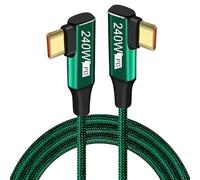 Yuio 240W 90 Degree Right Angle Charger Lead 3 Meter, Super Fast Charge | Braided USB C to USB C Cable, Long Type C to Type C Cord for iPhone 17 16 15 Pro Max MacBook Pro/Air iPad Pro/Air Galaxy S25