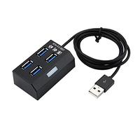 YUIO® The Trapezoidal High Speed 4 Port USB 3.0 Hub Splitter With Power Adapter For PC Computer Accessories (black)