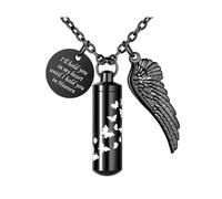 Yuioiow Cylinder Urn Ashes Necklace for Women Men Butterfly Cremation Jewelry for Ashes Loved One Keepsake Memorial Pendant with Angel Wing, Stainless Steel, No Gemstone