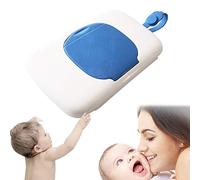 YUIP Wet Wipes Box Baby Wipes Dispenser Box Baby Outdoor Portable Wet Tissue Dispenser Case,Plastic Wet Wipes Carry Container Storage Holder(White + Blue)