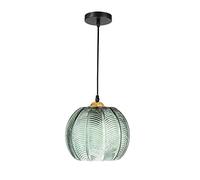 YUISLE Glass Pendant Light,Green lampshade for Ceiling Lights Farmhouse Hanging Lights with Ribbed Glass Shade,Combination Pendant lamp Kitchen Island Lighting for Dining Room (25CM)