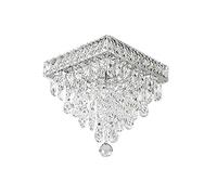 YUISLE LED Crystal Ceiling Light,Square Crystal Ceiling Light Fixture 36W LED During Light Chrome Finishes Bedroom Living Room Nordic Ceiling Lamp Balcony Aisle Modern Chandelier-White 方款30*30 * 25cm