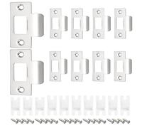 Yuiturt 10 PCS 68x39mm Door Strike Plate, Stainless Steel Door Latch Plates with Dust Boxs and Matching Screws, Adjustable Strike Plate Deadbolt Door Lock Indoor Frame Lock Plate for Wooden Doors