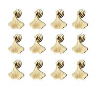 Yuiturt 12pcs Ginkgo Leaf Shape Knob Handles, 2x1.92 Inch, Golden Drop Pendant Pull Handle Zinc Alloy Drawer Single Hole Knobs Furniture Knob Handles for Dresser Drawer Wardrobe Cupboard Cabinets