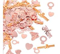 Yuiturt 1500pcs Wedding Confetti, 6 Styles "Just Married, Mr & Mrs, Butterfly, Ring, Heart and Circle-shaped” Confetti Decor, Pink Wedding Table Confetti, Perfect Bling Pieces for Wedding Decorations