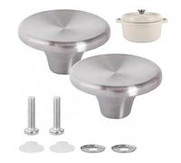 Yuiturt 2 Set Dutch Oven Knob Stainless Steel Replacement Handle for Le Creuset, Pan Lid Knob Compatible for Le Creuset, Lodge, Aldi, Enameled Cast-Iron Pots, Durable, Easy to Install, Silver