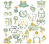 Yuiturt 25 Pcs Baby Shower Decorations, Neutral Baby Shower Props, Sage Green Baby Shower Photo Props, Greenery Baby Party Decorations, Baby Shower Photo Booth Props, Fun Baby Shower Party Supplies