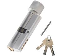 Yuiturt 35T/35 Thumb Turn Euro Cylinder Lock 70mm with 3 Keys, Anti-Bump/Anti-Drill/Anti-Pick, High-Security UPVC Door Lock for Wooden, Metal & Composite Doors (Silver)