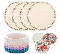 Yuiturt 4pcs 5.91" Round Wooden Basket Bottom Crochet Bag Base, Circle Wood Base for Basket DIY, Christmas Basket Weaving Supplies, Braided Bags, Shoulder Bags, Storage Baskets and Sewing Bag Making