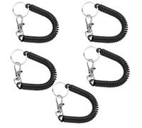 Yuiturt 5 Pcs Retractable Keychain Lanyard with Solid Metal Lobster Clasp - Elastic Coiled Spring Cord for Keys, ID Cards, Fishing, Climbing and other Outdoor uses, Black