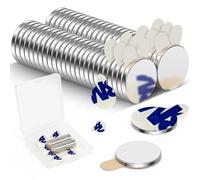 Yuiturt 50 PCS 10x1mm Self Adhesive Magnets, Sticky Mini Magnets, Neodym Ultra Strong Small Magnet Super Magnetic-iron for Crafts,Fridges, Arts, Hobbies, Home and Office