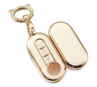 Yuiturt Car Key Fob Cover Case Shell 3 Button for Fiat 500 500L Bravo Bravo Fiorino Punto Panda Lancia Qubo Stilo, Car Key Fob Case Cover with Keychain Soft TPU Key Protection Keycase, White