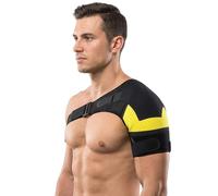 Yuiturt Shoulder Support Rotator Cuff, Adjustable Shoulder Brace for Pain Relief, Compression Sleeve Breathable Design, Adjustable Sports Wrap for Working Out, Men Women Sport Accessories Black&Yellow