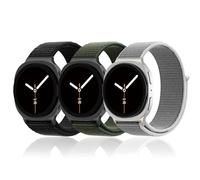 YuiYuKa 3 Pack Nylon Straps for Galaxy Watch 8 40mm 44mm/8 Classic 46mm,Breathable Soft Fabric Sport Loop Adjustable Wristband Strap for Galaxy Watch 8 Classic 46mm Men Women