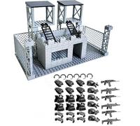 YUJHITP Army Base Building Brick Set, Army Minifigure War Accessories, Defence Base Guard Tower Guns Weapons Building Block Toy