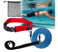 YUJHON Swimming Training Belt,Adjustable Swim Resistance Belt,Stationary Swimming Tether with Bungee Cord & Loop,Swim in Place Harness for Pool Training & Exercise