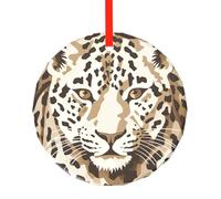 yujhopp Brown Pattern Leopard Print Glass Ornament, Round Pendant Christmas Tree Ornaments Outdoor Holiday Decor for Party Xmas Wedding