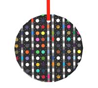 yujhopp Glitter Rainbow Polka Dot Stripe Black and White 4 Print Glass Ornament, Round Pendant Christmas Tree Ornaments Outdoor Holiday Decor for Party Xmas Wedding