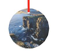 yujhopp Ireland Outdoors County Clare The Cliffs Print Glass Ornament, Round Pendant Christmas Tree Ornaments Outdoor Holiday Decor for Party Xmas Wedding