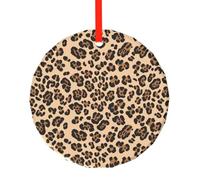 yujhopp Leopard Print Print Glass Ornament, Round Pendant Christmas Tree Ornaments Outdoor Holiday Decor for Party Xmas Wedding