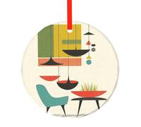 yujhopp mid century modern prints Print Glass Ornament, Round Pendant Christmas Tree Ornaments Outdoor Holiday Decor for Party Xmas Wedding