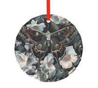 yujhopp moth that looks like a peacock Print Glass Ornament, Round Pendant Christmas Tree Ornaments Outdoor Holiday Decor for Party Xmas Wedding