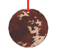 yujhopp red brown cowhide Print Glass Ornament, Round Pendant Christmas Tree Ornaments Outdoor Holiday Decor for Party Xmas Wedding
