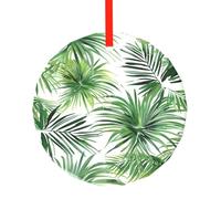 yujhopp transparent palm leaf pattern Print Glass Ornament, Round Pendant Christmas Tree Ornaments Outdoor Holiday Decor for Party Xmas Wedding