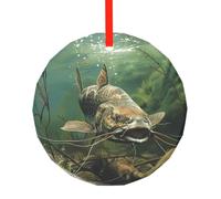 yujhopp Underwater catfish Print Glass Ornament, Round Pendant Christmas Tree Ornaments Outdoor Holiday Decor for Party Xmas Wedding