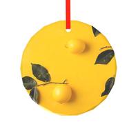 yujhopp Yellow Lemon 1 Print Glass Ornament, Round Pendant Christmas Tree Ornaments Outdoor Holiday Decor for Party Xmas Wedding