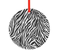 yujhopp Zebra Print Print Glass Ornament, Round Pendant Christmas Tree Ornaments Outdoor Holiday Decor for Party Xmas Wedding