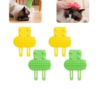 YuJianShengHong 4Pcs 2-in-1 Cat Self Groomer, Scratcher Adjustable Cat Massager, Corner Wall Brush, Cat Face Scratchers Cat Self Groomer for iIndoor Cats(Green+Yellow)