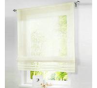 Yujiao Mao Semi Sheer Roman Blinds Slot Top Window Curtains Shades, Cream 100x155cm
