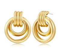 YUJIE Gold Geometric Earrings Chunky Knot Statement Earrings for Women Twisted Dangle Drop Trendy Stud Earring Fashion Jewelry Gifts, Brass