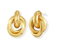 YUJIE Gold Geometric Earrings Chunky Knot Statement Earrings for Women Twisted Dangle Drop Trendy Stud Earring Fashion Jewelry Gifts, Brass, No Gemstone