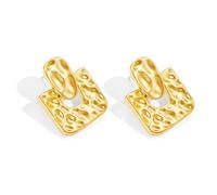 YUJIE Gold Hammered Geometric Drop Earrings for Women Lightweight Textured Square Stud Earrings Minimalist Fashion Statement Jewelry