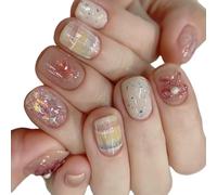 YUJIEBB 10pcs Red Oval Short Press-On Nails with Cute Tomato Design Glossy Nail Art Set for Women and Girls Wear