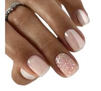 YUJIEBB 24pcs False Manicure Press On Nails Short Material Christmas Extension Full Cover Tips Fake Nails Art Complete