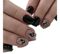 YUJIEBB 24pcs False Manicure Press On Nails Short Material Christmas Extension Full Cover Tips Fake Nails Art Complete