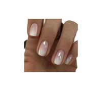 YUJIEBB 24Pcs Solid Color Wine Red Design Press on Nail Short Square False Simple Detachable Finished Full Cover Tips