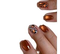 YUJIEBB 24Pcs Solid Color Wine Red Design Press on Nail Short Square False Simple Detachable Finished Full Cover Tips