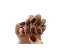YUJIEBB 24Pcs Solid Color Wine Red Design Press on Nail Short Square False Simple Detachable Finished Full Cover Tips