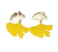 YUJIEBB Geometric Gold Color Ginkgo Biloba Leaf Shape Drop Earring Creative Personality Simple Punk Woman Dangle Earring Jewelry
