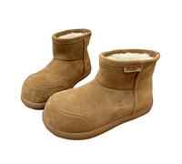 YUJIEBB Winter Wide Toe and Plush Warm Women's Snow Boots Waterproof and Anti Slip Thick Cotton Boots Big Head Casual Camel