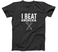 YUJINGG I Beat Survived Anorexia Awareness Survivor Men Women T-Shirt 100% Cotton Graphic Print T Shirts for Men Women Black (Black,3XL)