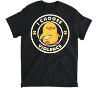 YUJINGG I Choose Violence Funny Duck Holding Knife T-Shirt T-Shirt 100% Cotton Graphic Print T Shirts for Men Women Black (Black,M)