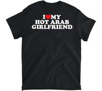 YUJINGG I Love My Hot Arab Girlfriend T-Shirt 100% Cotton Graphic Print T Shirts for Men Women Black (Black,M)