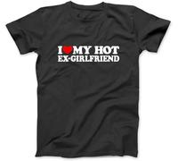 YUJINGG I Love My Hot Ex Girlfriend Shirt I Red Heart My Hot Ex Gf T-Shirt 100% Cotton Graphic Print T Shirts for Men Women Black (XL,Black)