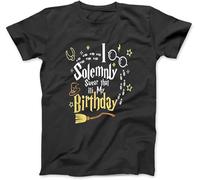 YUJINGG I Solemnly Swear That Its My Birthday T-Shirt 100% Cotton Graphic Print T Shirts for Men Women Black (Black,XL)