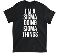 YUJINGG Im A Sigma Doing Sigma Things Funny Sigma Male Lonely Wolf T-Shirt 100% Cotton Graphic Print T Shirts for Men Women Black (Black,S)